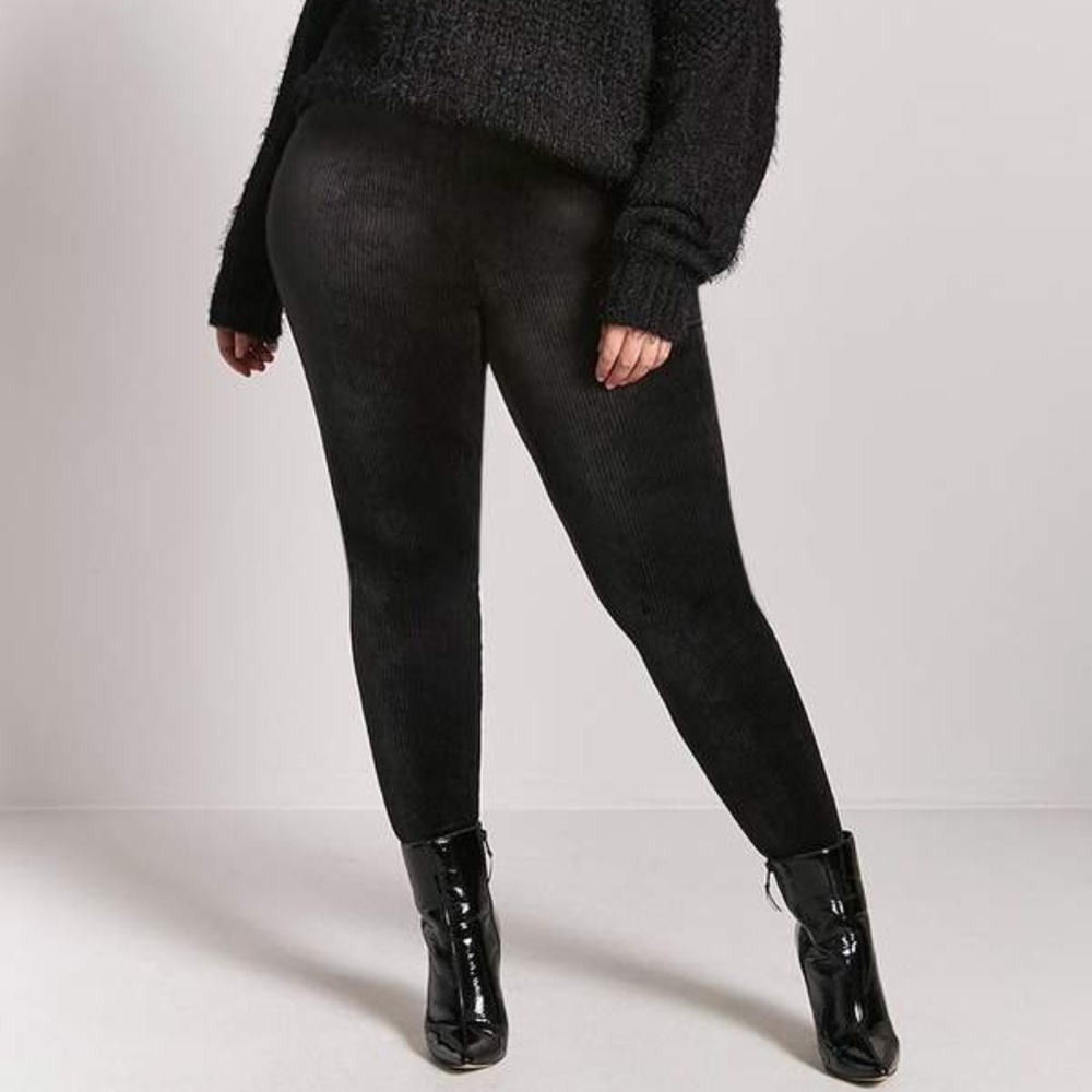 Forever 21 Plus Velvet Stirrup Leggings